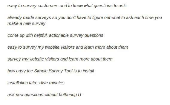 Example of key phrases and words extracted from customer survey responses.