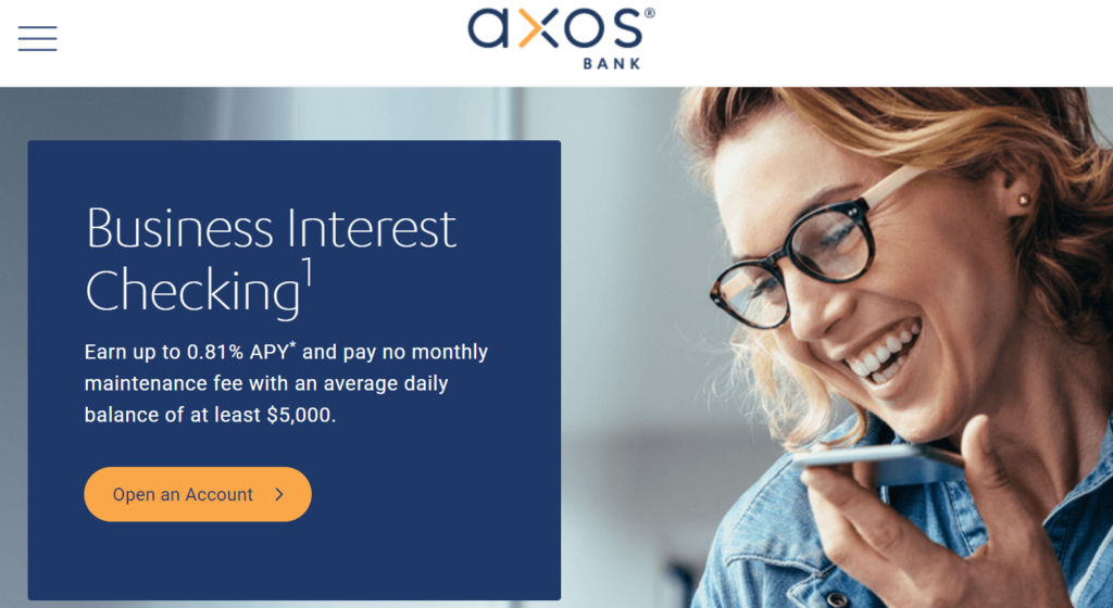 Explanation of a business interest checking account with Axos Bank.