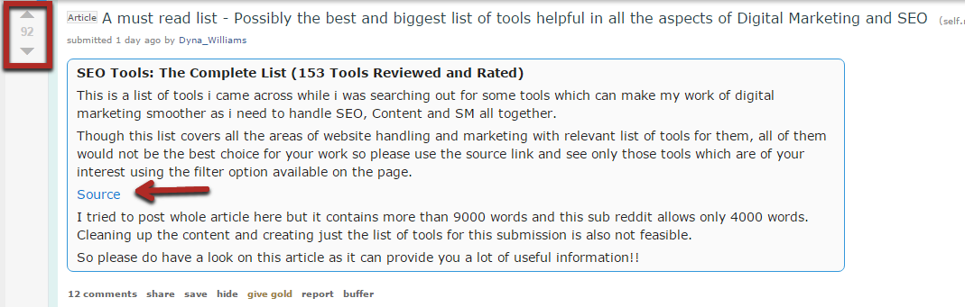 Example of source being provided in a post and comment.