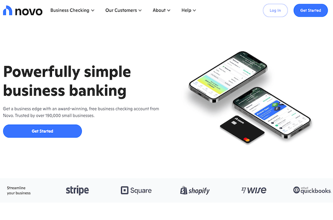 Novo bank homepage