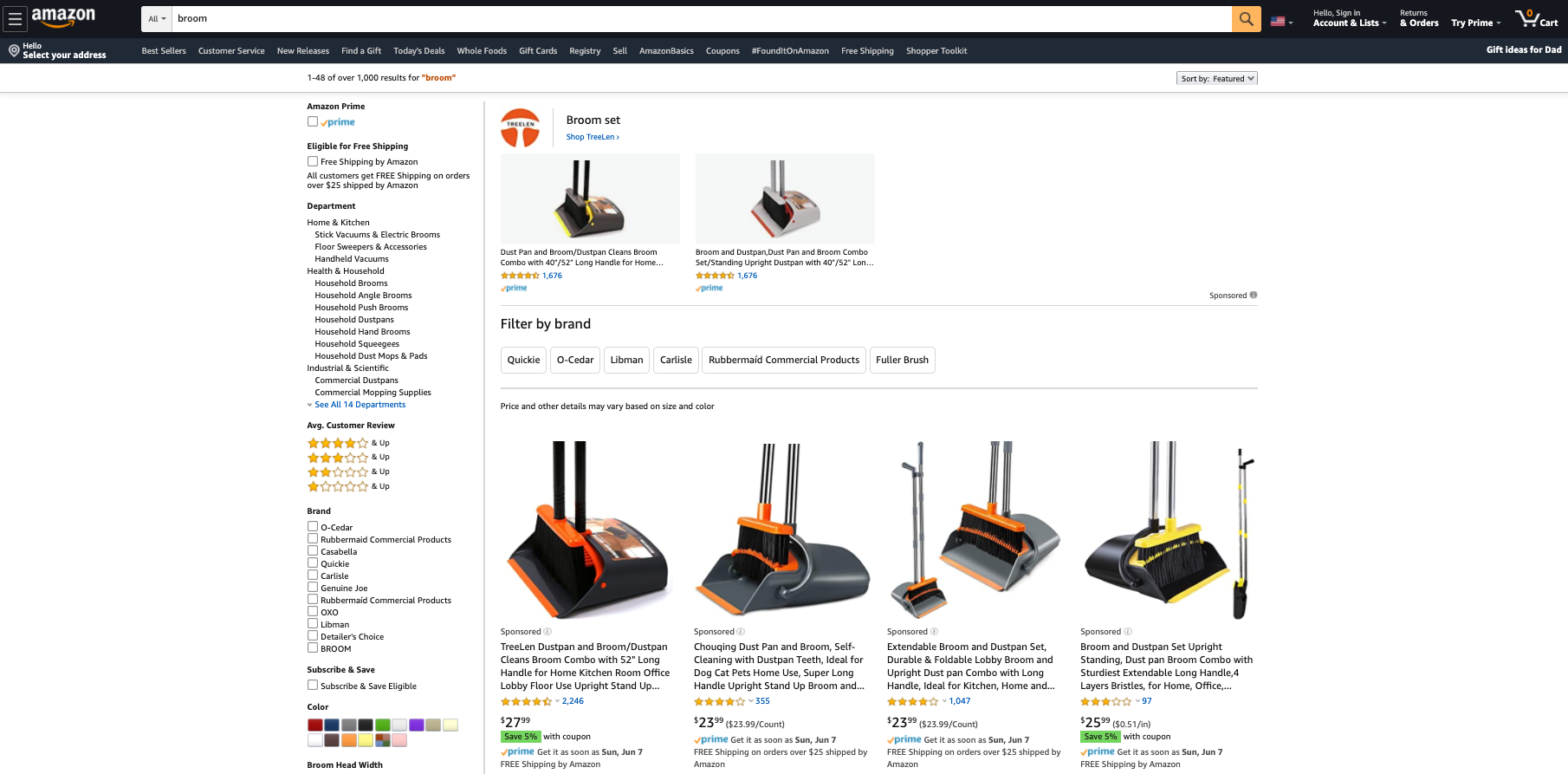 Amazon search results example.